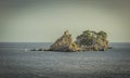 View of islets KatiÃÂ and Sveta NeÃâelja as seen from the old Venetian fortress Kastel Lastva in Petrovac, Montenegro